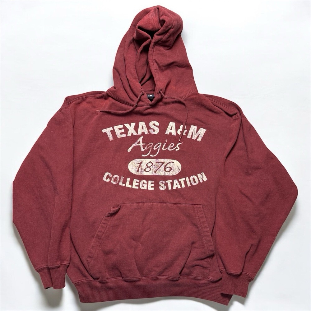 Vintage Y2K Texas AM Aggies Hoodie Large Maroon Collegiate Outfitters Sweatshirt